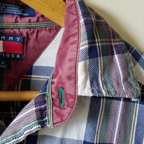 Vintage Tommy Hilfiger Crest Button Up Plaid Long Sleeve Shirt Small Medium - Picture 4 of 11